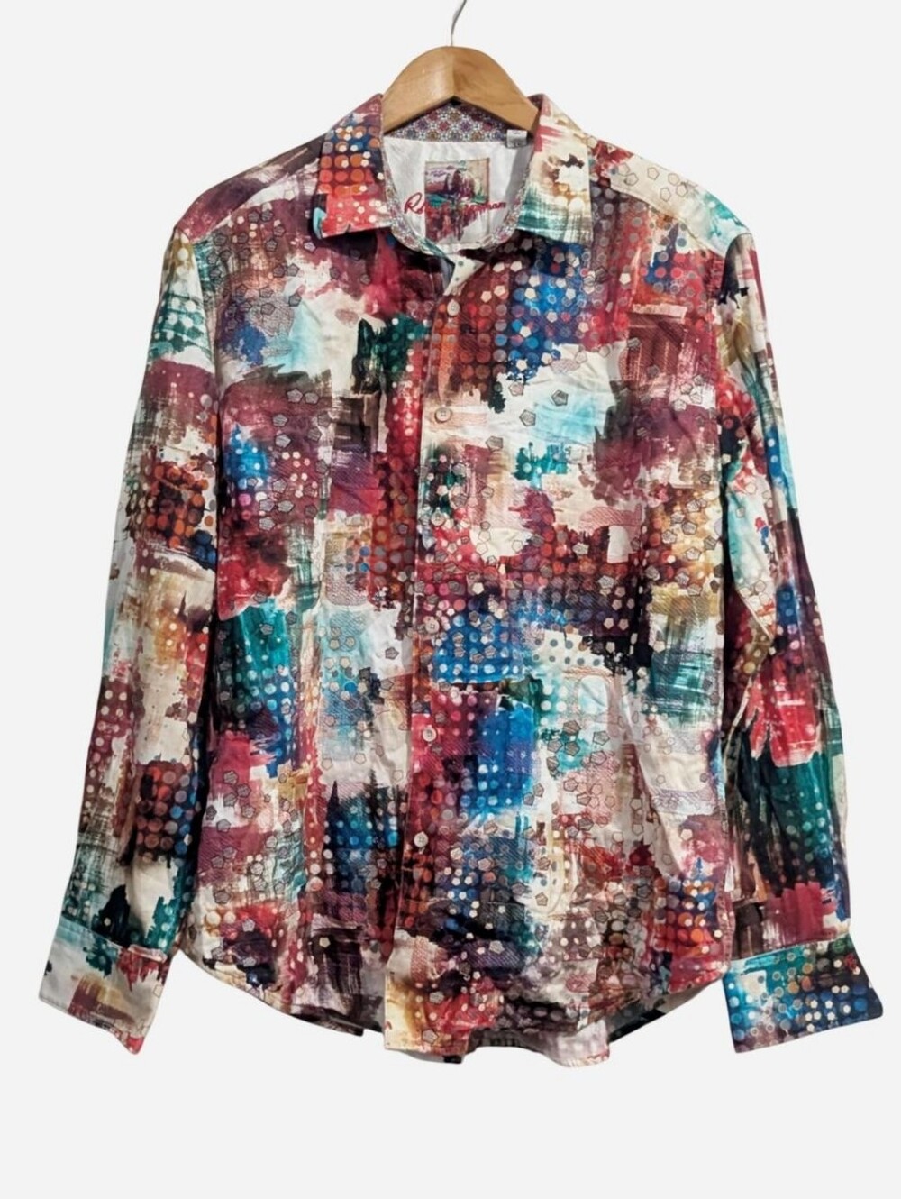 Robert Graham Utopia Embroidered Shirt Flip Cuff L Kaleidoscope Top